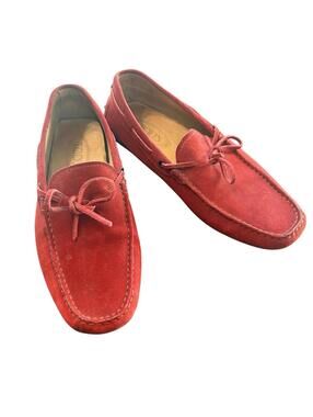 Tod’s Red Suede Driving Loafers Men’s Size 8 Gommino Moccasin Italy
